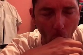 Me sucking a fat Latin cock and tasting his load
