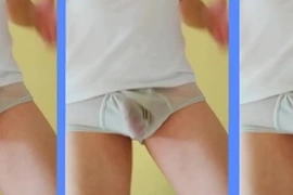 Alejandro mistral maduro bailando dotado ropa interior blanca