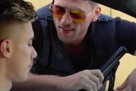 Gay policeman caught him jerking off in public & fucked him