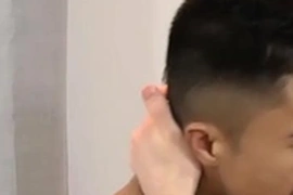 Asian stud cums while being stuffed with cock