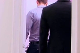 Muscular british gay office fuck action