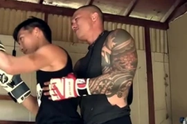 Asian jocks gear up for a wild session, taking turns on a ball gagged teammate. A deepthroat warm-up leads to a steamy ass drilling, culminating in a messy, satisfying finish.