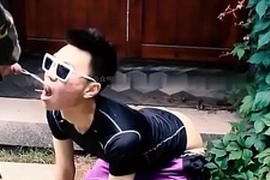 Young, obedient Chinese boy gets kinky outdoors with his master. Slapped and stripped, he eagerly pleases with his mouth and cock, ending in a hot piss scene.