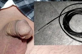 Curious Japanese guy tests UV camera to explore his peehole. Surprised to find unknown objects near urethra. Tries fiber scorp to remove, but micro scorp gets stuck, leading to intense, risky retrieval.