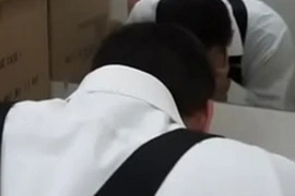 Asian lad dives into gay world, eagerly servicing a big dick, then indulging in a passionate encounter with a fellow enthusiast, all in the public domain, for cash and thrills.
