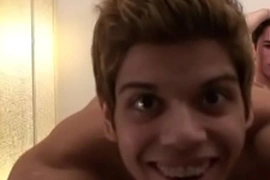Twink mates tape their blowjob