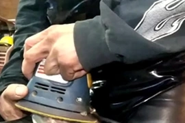 Leather dressed power tool masterbation