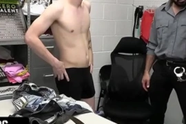 Young perps - suspected young thieves strip down and suck the security officer's dick to avoid fine