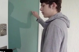 Innocent boy caught his kinky stepuncle getting fucked and wants to experience the same pleasure