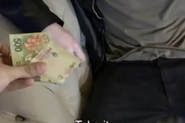 Spanish latino cab driver paid cash by stranger for amateur fucking on camera pov