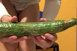 30 centimeters of long cucumber for my very very hungry ass!